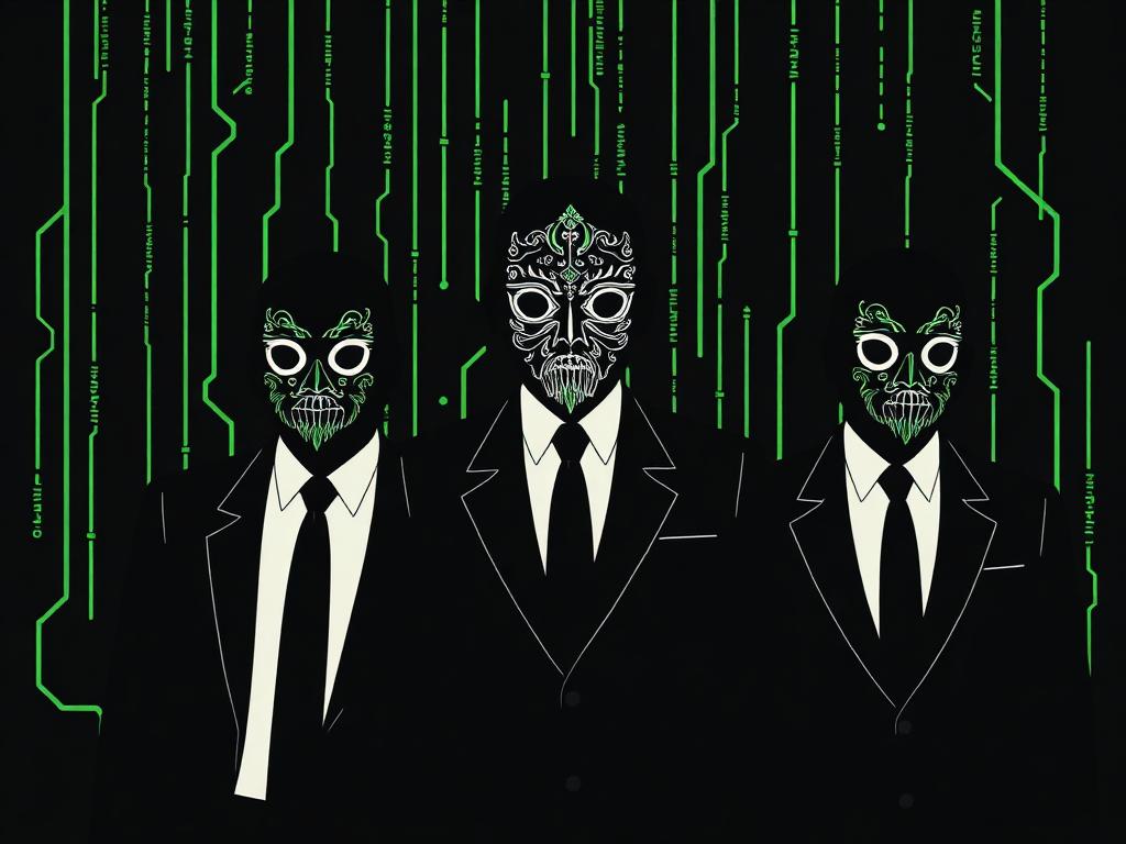 Stylized mask-and-suit silhouette evoking the Anonymous public image.