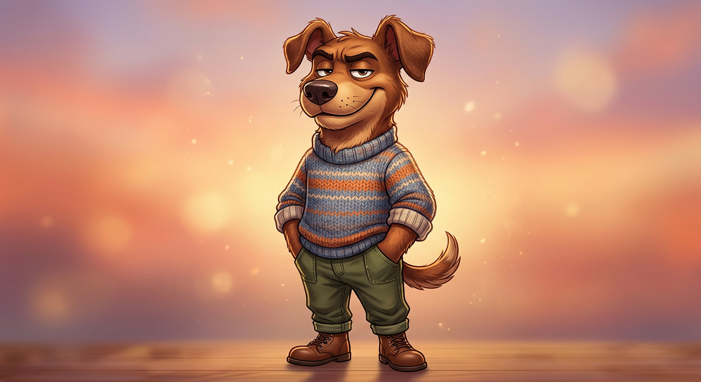 The original 'Sweater Weather Dog' illustration by Phillip Banks that became the Chill Guy meme.