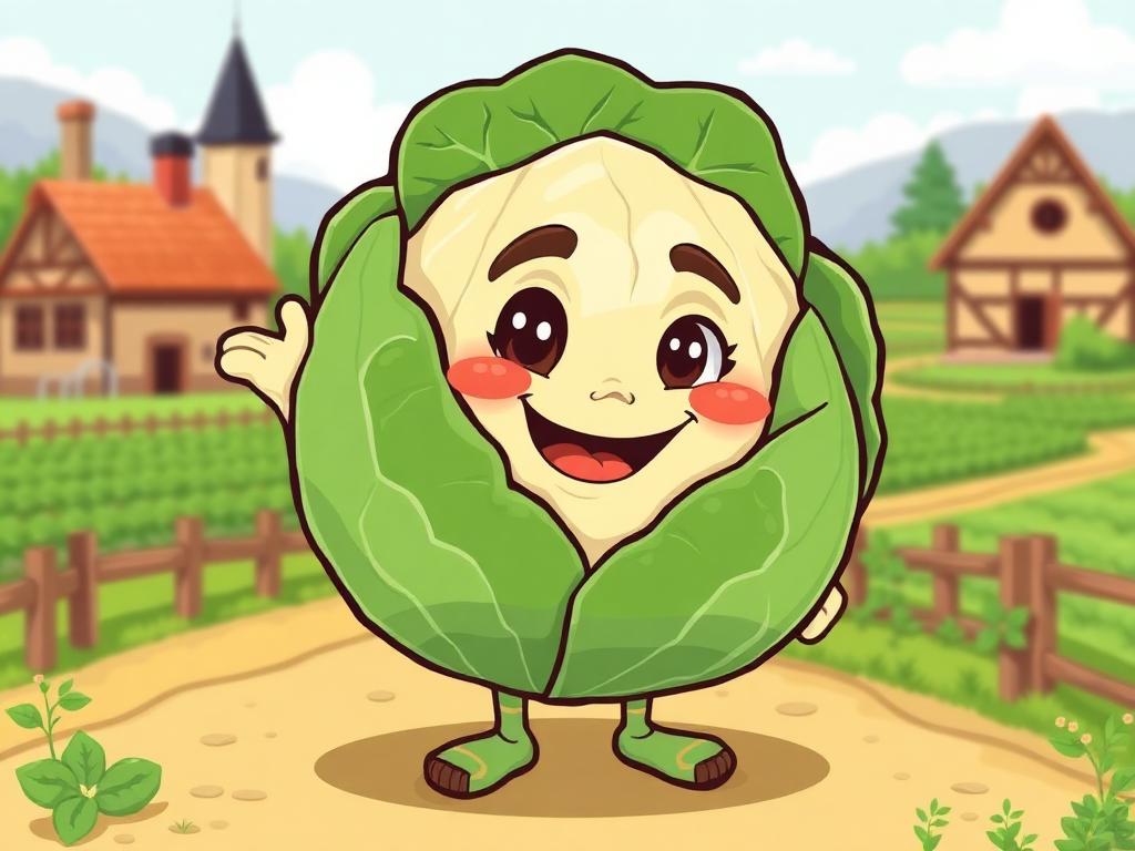 Illustration of a stylized cabbage mascot evoking German imageboard branding.