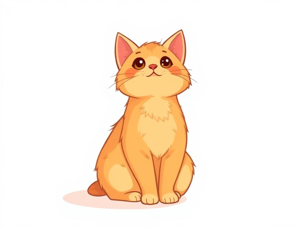 Original illustration of a cat with placeholder caption text overlay.