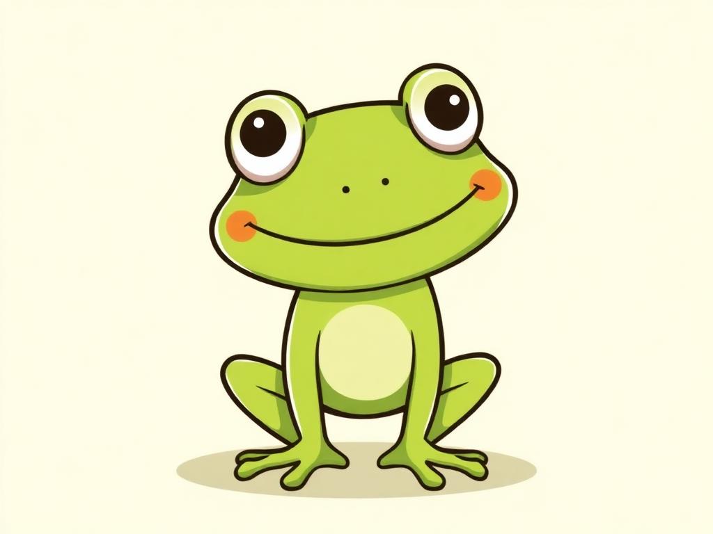 Original illustration of a friendly cartoon frog (not the trademarked character).