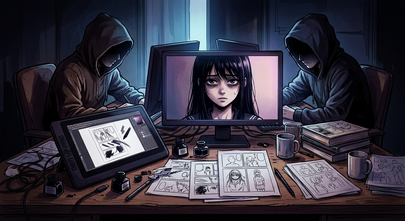 An artistic representation of Watamote's protagonist, Tomoko Kuroki, reflecting the series' themes of social anxiety and online life.